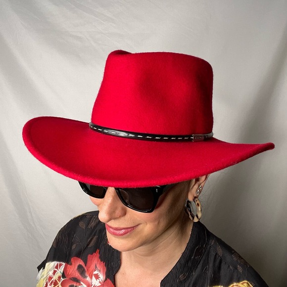 Stetson Accessories - Stetson crushable 100% wool felt fedora hat red small water repellent S